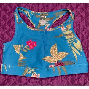 Tropical Floral Mesh Panel Sports Bra Torrid